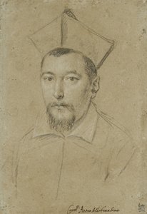 Pietro Aldobrandini bíboros portréja (fekete kréta, fehérrel kiemelve, szürke, kékesszürke papírra)